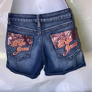 Girls FUBU Denim Shorts with sequins
